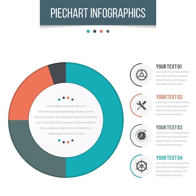 Infografía PieChart con 04 pasos