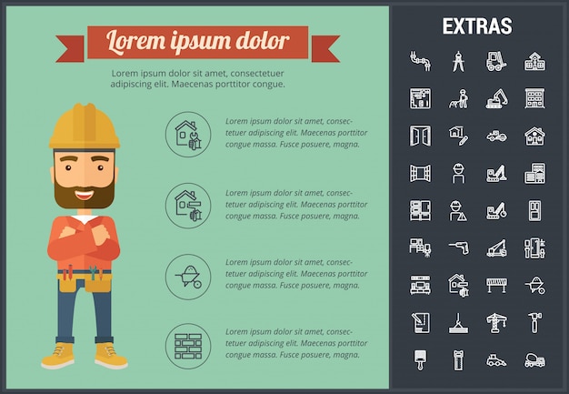 Vector infografía plantilla de construcción y elementos