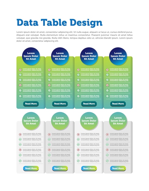 Infografía de la plantilla de datos de la tabla