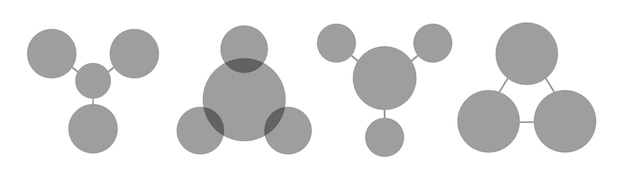 Infografía de plantilla de diagrama de venn establece estilo plano