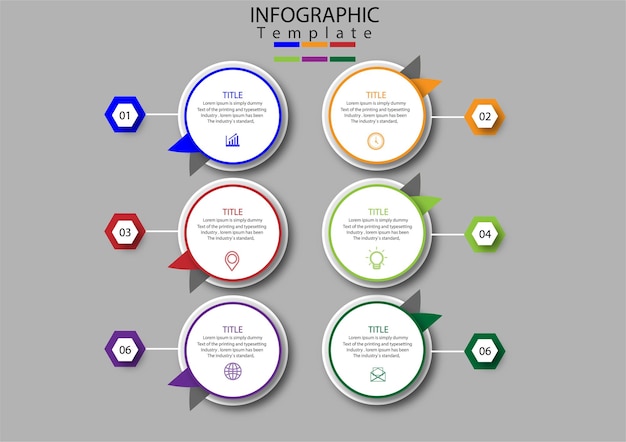 Infografía de plantilla profesional con 6 pasos.