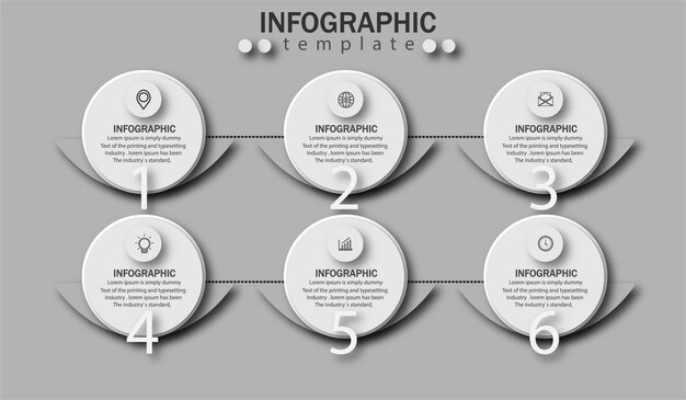 Infografía de plantilla profesional con 6 pasos.