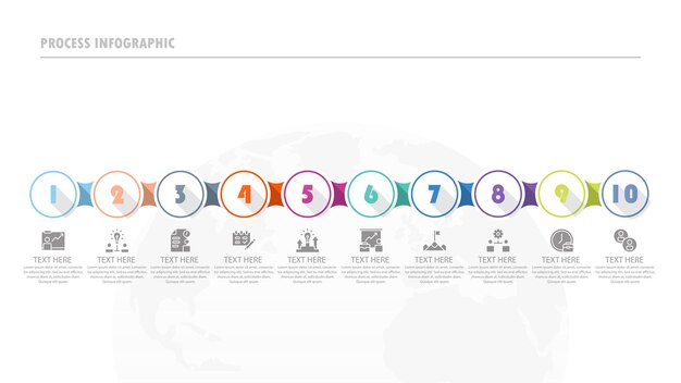 Vector infografía de proceso con 10 pasos, proceso u opciones.