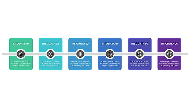 Infografía de rectángulos con opciones de 6 pasos partes o procesos Visualización de datos comerciales