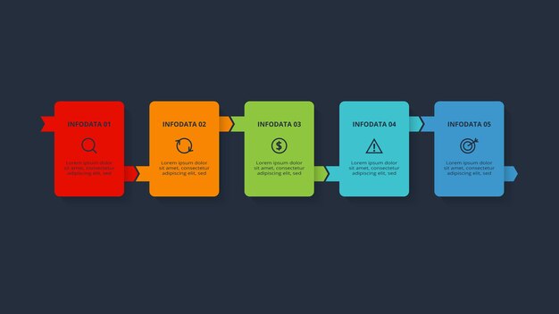 Infografía de rectángulos con opciones de 6 pasos partes o procesos Visualización de datos comerciales
