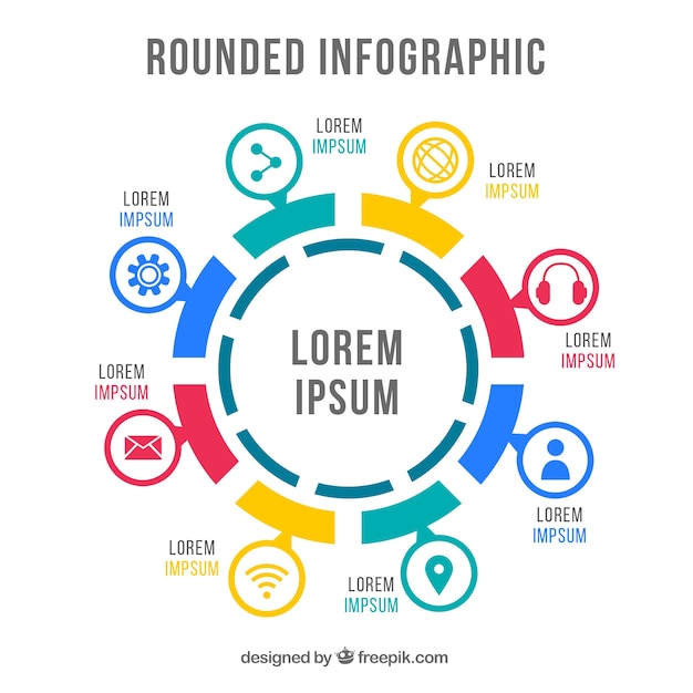 Vector infografía redondeada con ocho pasos