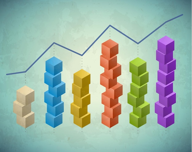 Infografía retro con columnas de cubos