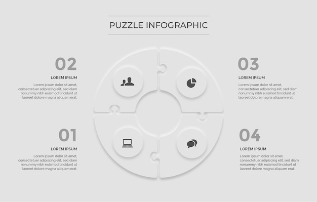 Vector una infografía de rompecabezas con un círculo de 4 pasos