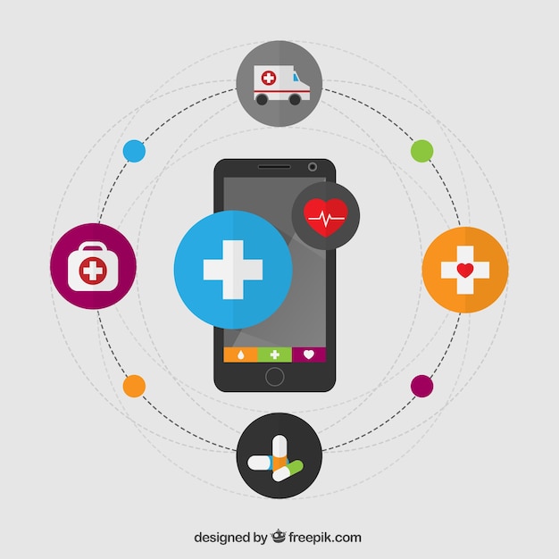 Infografía Salud con un teléfono móvil