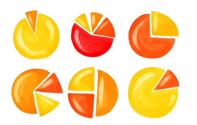 Infografía de segmento Gráfico de pastel elementos dibujados a mano Círculo secti