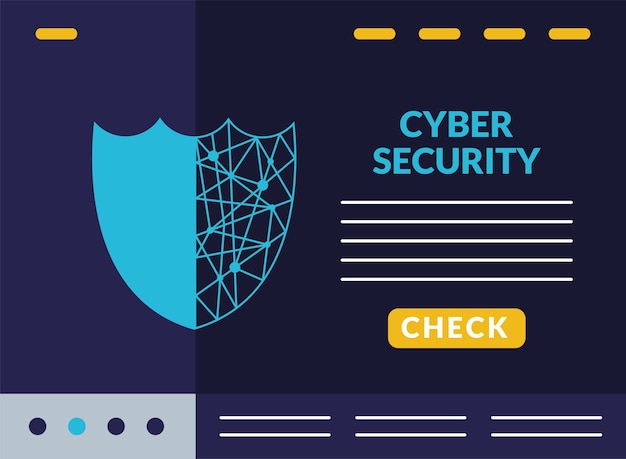 Infografía de seguridad cibernética con circut en escudo protector, diseño de ilustraciones