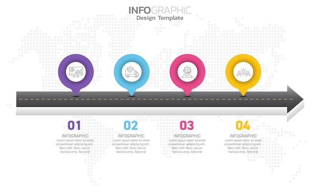 Infografía SEO 4 pasos seo para diagrama de contenido diagrama de flujo pasos partes línea de tiempo diagrama de flujo de trabajo