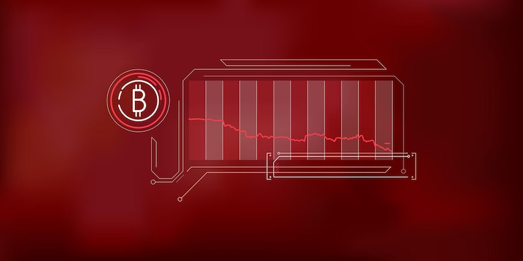 Vector infografía simple abstracta sobre la caída del precio de bitcoin
