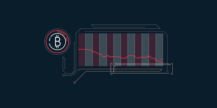 Vector infografía simple de la caída del tipo de cambio de bitcoin