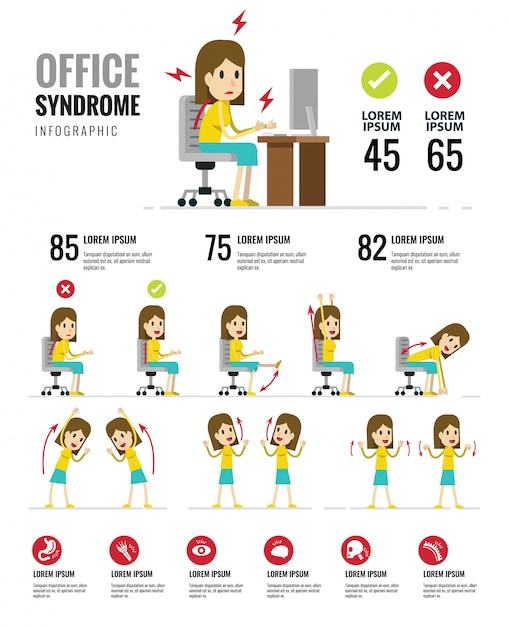 Vector infografía de síndrome de oficina