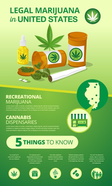 Infografía sobre el estado de la legalización de la marihuana en estados unidos