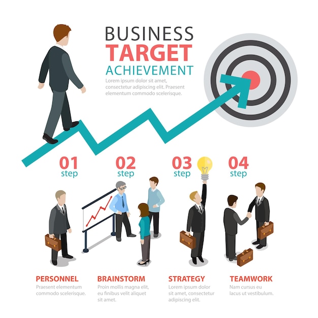 Vector infografía sobre el logro de los objetivos empresariales