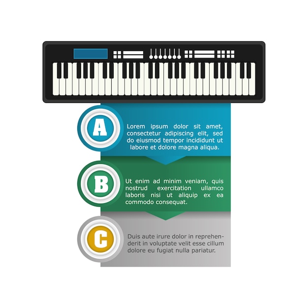 Vector infografía de sonido de la música de piano