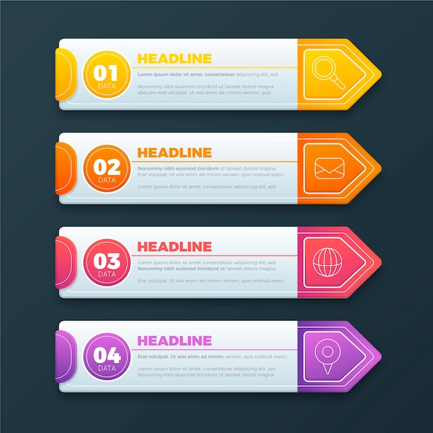 Infografía de tabla de contenido degradada