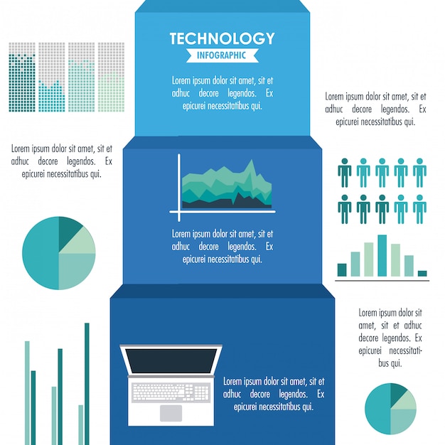 Vector infografía de tecnología con estadísticas y elementos