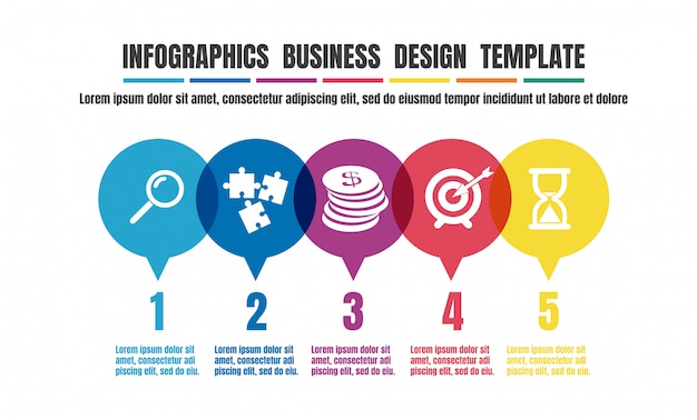 Infografía timeline plantilla de diseño colorido para negocio