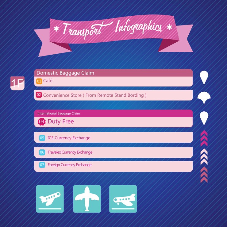 Vector infografía de transporte sobre la ubicación en los aeropuertos.