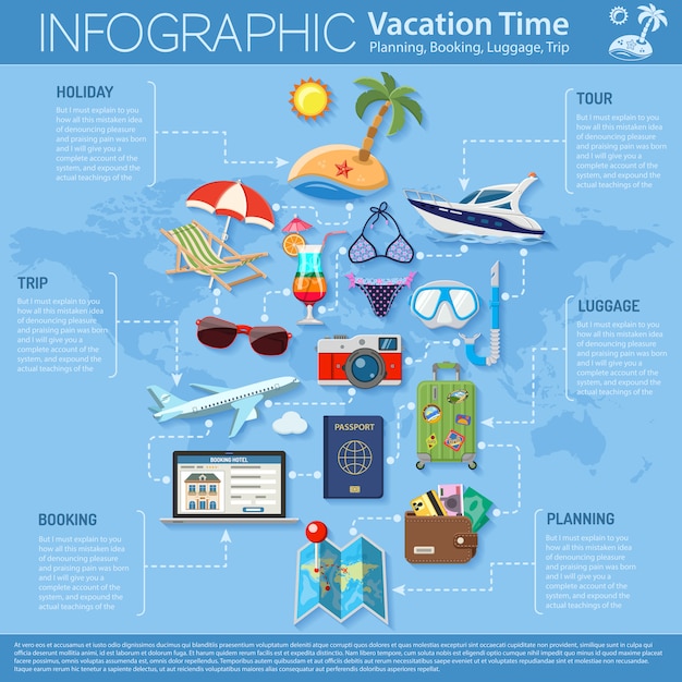 Vector infografía de vacaciones y turismo