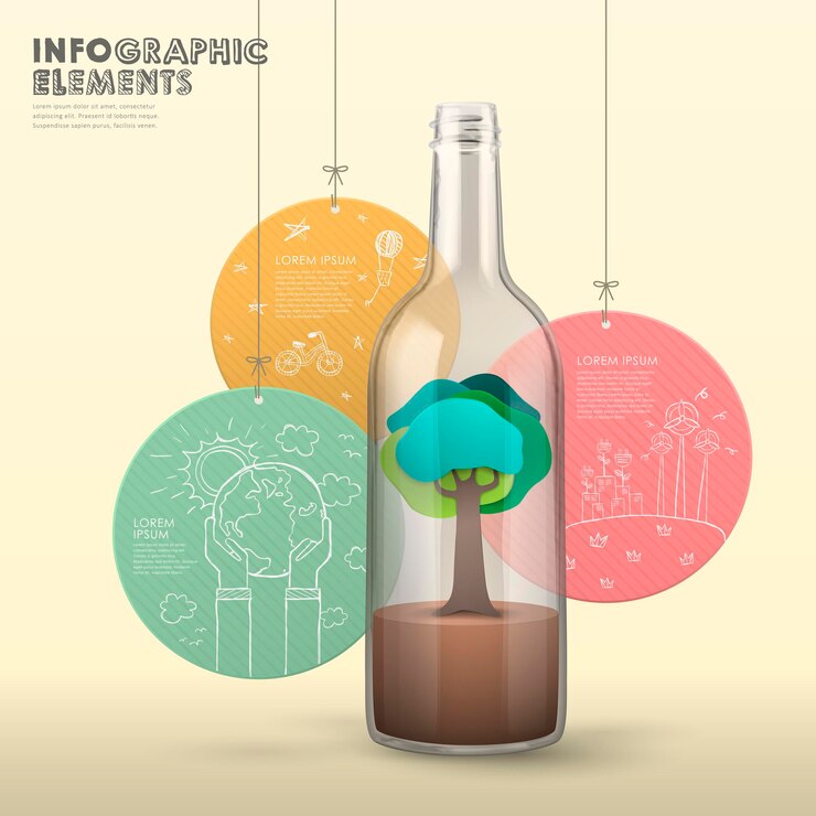 Vector infografía de vector 3d con árbol en una botella