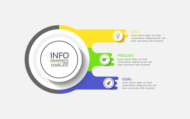 Infografía vector diseño negocio iconos plantilla 3 paso