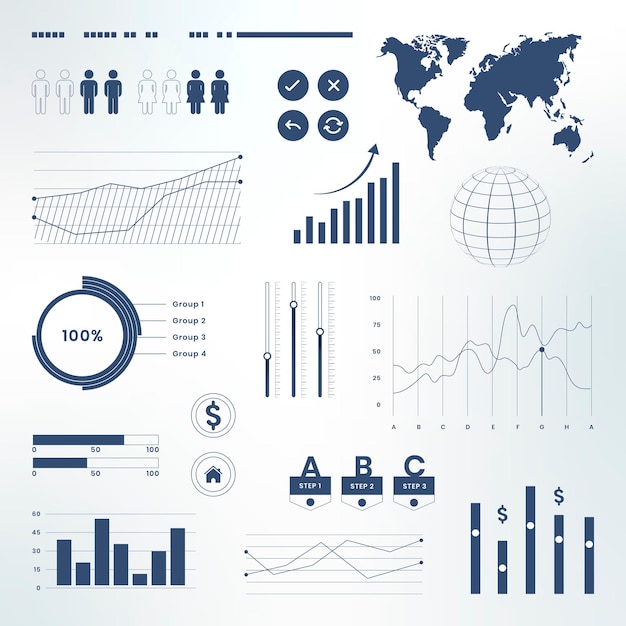 Infografía de vector de panel de análisis de datos de marketing