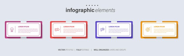 Infografía vectorial gratuita pasos concepto diseño creativo de banner