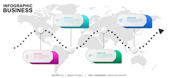 Infografía vectorial gratuita pasos concepto diseño creativo de banner