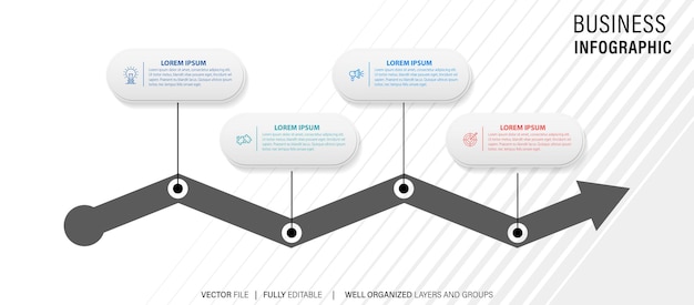 Infografía vectorial gratuita pasos concepto diseño creativo de banner