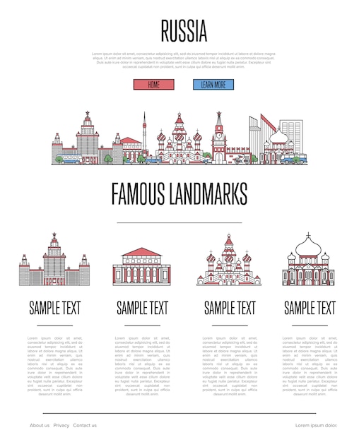 Vector infografía de viaje a rusia en estilo lineal