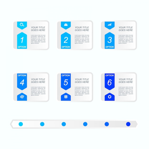 Vector infografía visualización de datos de negocios con 6 etapas