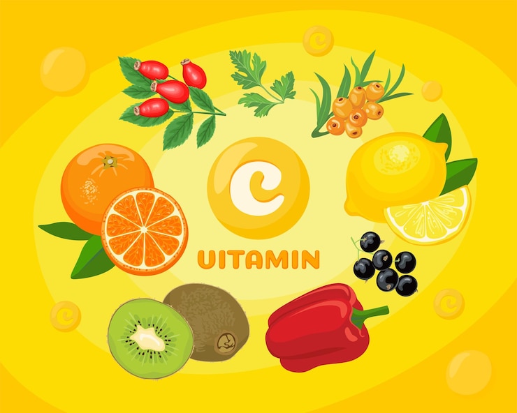 Vector infografía de vitamina c en los alimentos