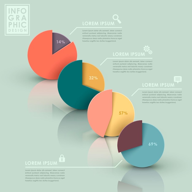 Infografías abstractas de diagrama de pastel