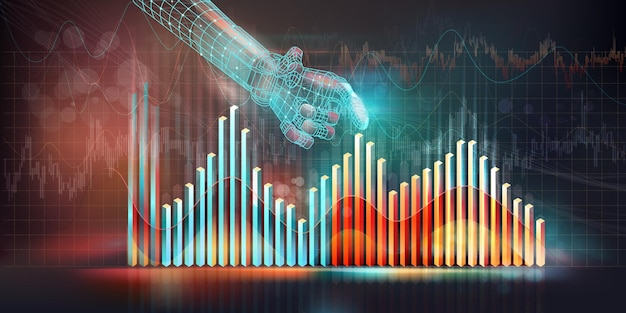 Infografías abstractas sobre el tema de la IA y la tecnología financiera