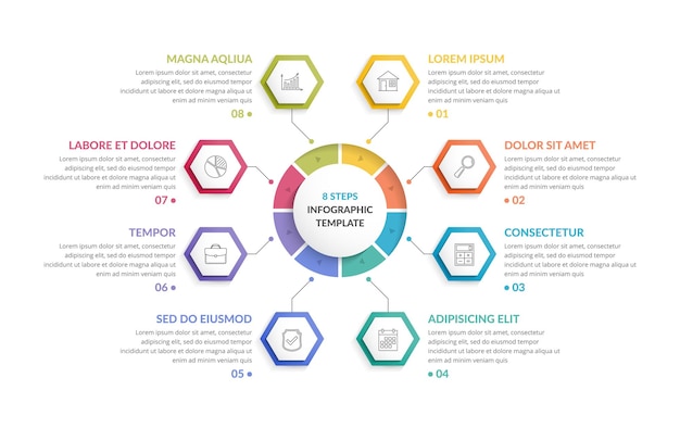 Infografías circulares con hexágonos
