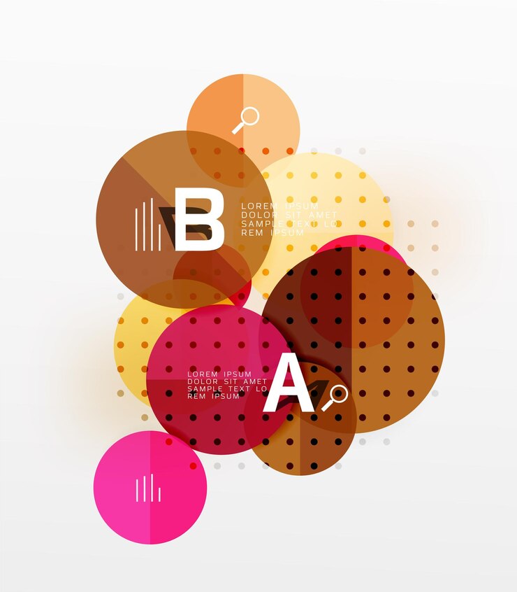 Vector infografías de círculos brillantes de colores template de fondo vectorial para diagrama de diseño de flujo de trabajo opciones de número o diseño web