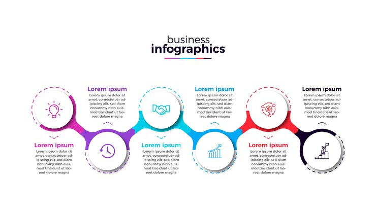 Infografías coloridas creativas de negocios para presentación.