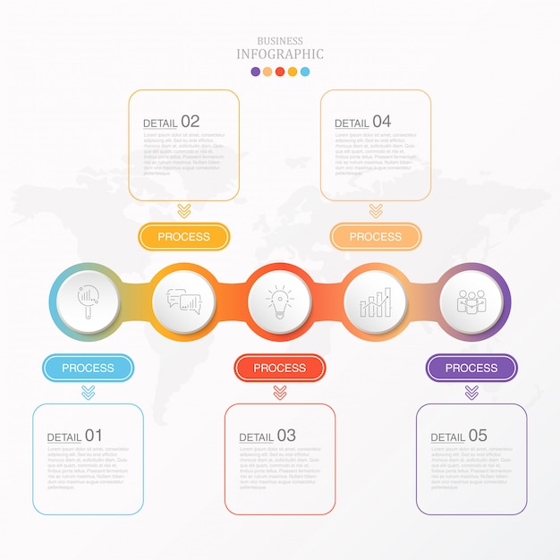 Infografías coloridas e iconos para el negocio actual.