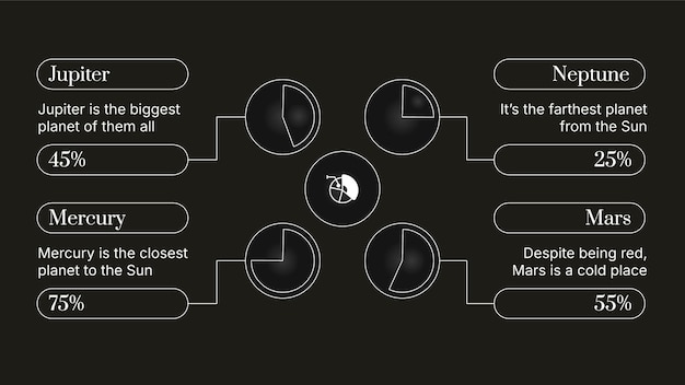 Infografías elegantes con fondo negro