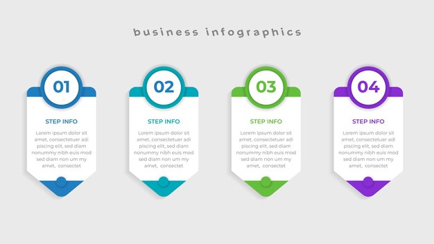 Infografías empresariales Números 4 opciones o pasos Diseño de ilustraciones vectoriales