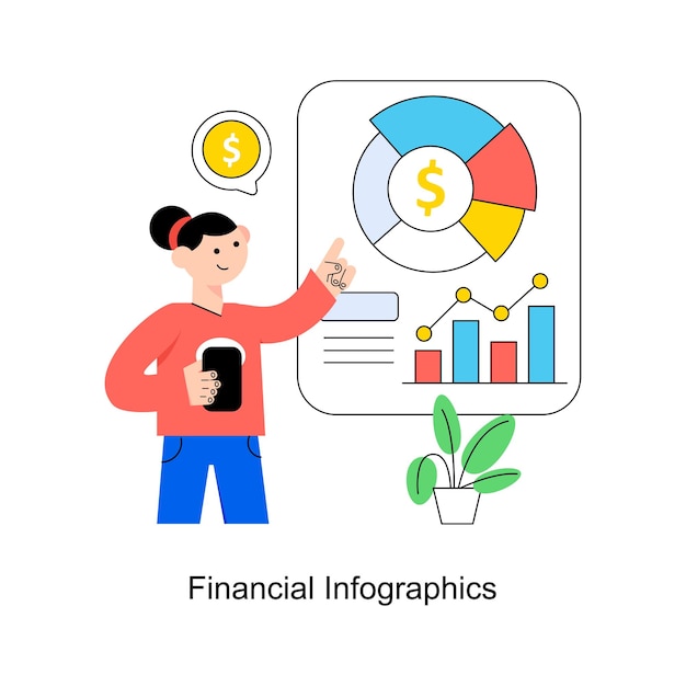 Infografías financieras Diseño de estilo plano Ilustración vectorial Ilustración de acciones