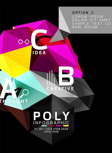 Infografías geométricas polivinílicas bajas abstractas vectoriales