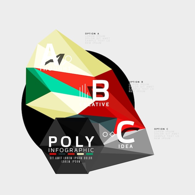 Infografías geométricas polivinílicas bajas abstractas vectoriales
