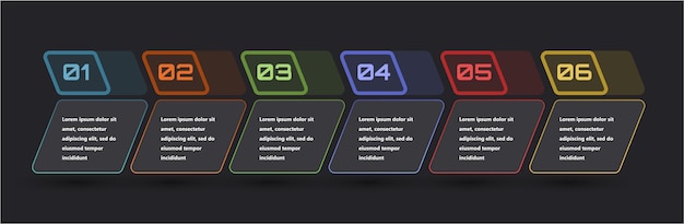 Infografías modernas y creativas hechas en forma de plantilla vectorial Se utilizan colores brillantes y elementos de diseño abstractos Para su uso en presentaciones, diseño web e informes
