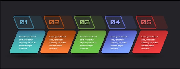 Infografías modernas y creativas hechas en forma de plantilla vectorial Se utilizan colores brillantes y elementos de diseño abstractos Para su uso en presentaciones, diseño web e informes