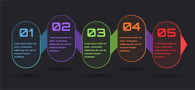 Infografías modernas y creativas hechas en forma de plantilla vectorial Se utilizan colores brillantes y elementos de diseño abstractos Para su uso en presentaciones, diseño web e informes